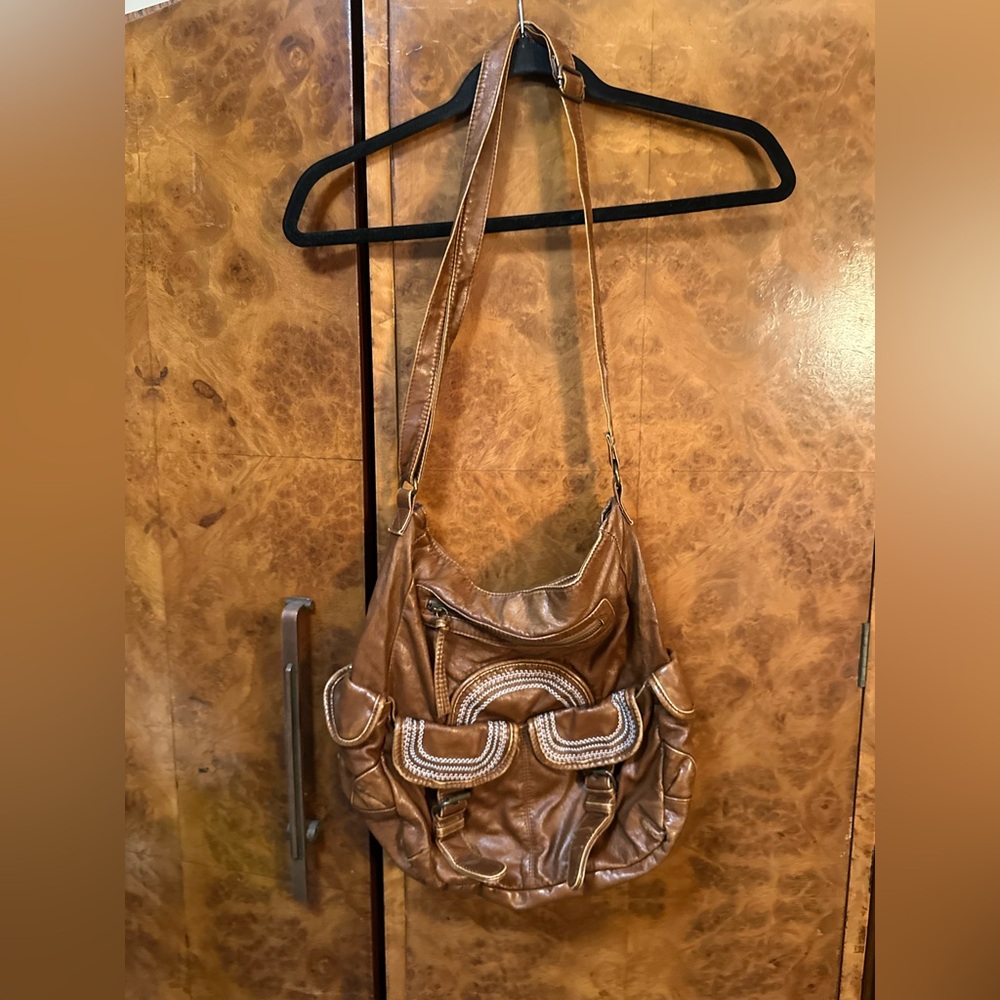 Vintage BOHO embroidered brown shoulder bag
